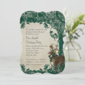 Ouderwetse Elegantie Kerst Toile Bloemendamask Kaart (Staand voorkant)