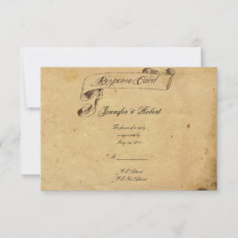 Ouderwetse Elegantie Perkament Quill Reactie RSVP Kaartje