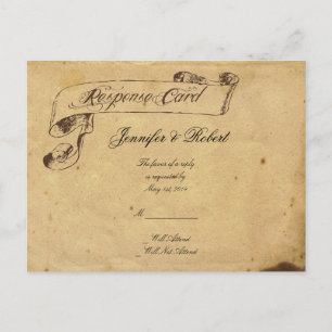Ouderwetse elegantie perkament Quill RSVP Uitnodiging Briefkaart