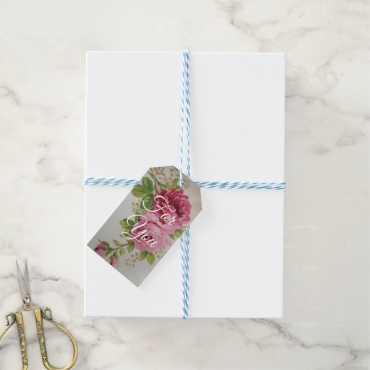 Ouderwetse Elegantie van de Koolroos Cadeaulabel (Met Touw)