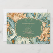 Ouderwetse Elegantie William Morris Bloemige Bruil Kaart (Voorkant)