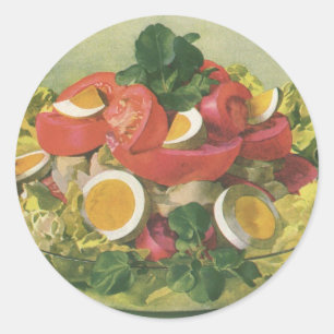 Ouderwetse eten, biologische gemengde groene mescl ronde sticker