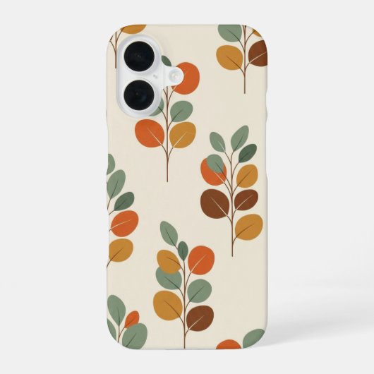 Ouderwetse eucalyptusbladpatroon iPhone 16 hoesje (Achterkant)