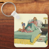 Ouderwetse familie die moeder ontbijt op bed serve sleutelhanger (Voorkant)