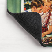 Ouderwetse familie in de keuken Moeder Vader Kinde Muismat (Hoek)