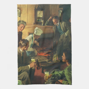 Ouderwetse familiebijeenkomst, Biefstuk koken en b Theedoek