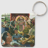 Ouderwetse familiediner in een diner met een jukeb sleutelhanger (Achterkant)