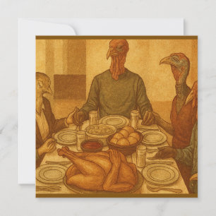 Ouderwetse familiefeest Thanksgiving-vakantiekaart Feestdagenkaart