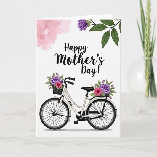 Ouderwetse fiets Moederdag kaart (Voorkant)