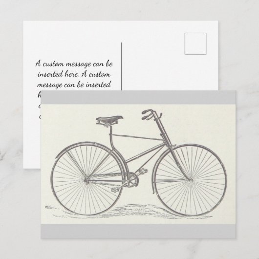 , ouderwetse fietsenweergave briefkaart (Voorkant / Achterkant)
