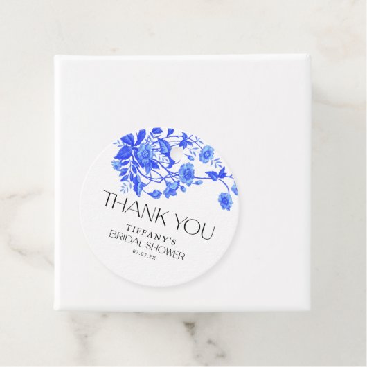 Ouderwetse Franse Blauwe Bloem Bruidsdouche Bedankjes Labels (In situ)