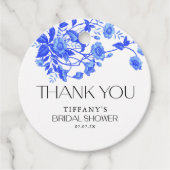 Ouderwetse Franse Blauwe Bloem Bruidsdouche Bedankjes Labels (Voorkant)