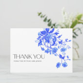 Ouderwetse Franse Blauwe Bloem Bruidsdouche Bedankkaart (Staand voorkant)