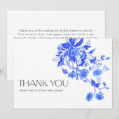 Ouderwetse Franse Blauwe Bloem Bruidsdouche Bedankkaart (Voorkant / Achterkant)