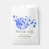 Ouderwetse Franse Blauwe Bloem Bruidsdouche Bedankzakje (Voorkant)