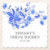 Ouderwetse Franse Blauwe Bloem Bruidsdouche Kartonnen Onderzetters (Voorkant)