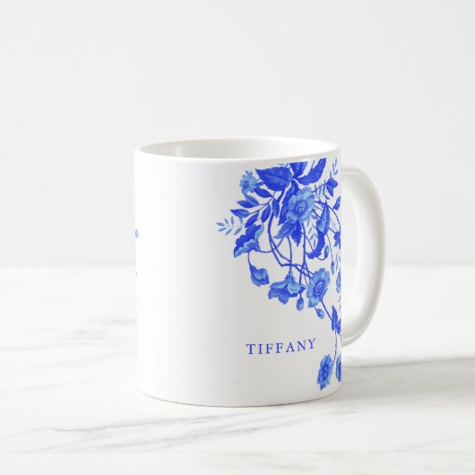 Ouderwetse Franse Blauwe Bloem Bruidsdouche Koffiemok (Voorkant rechts)