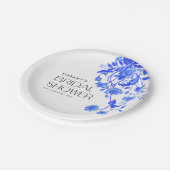 Ouderwetse Franse Blauwe Bloem Bruidsdouche Papieren Bordje (Gekanteld)