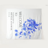 Ouderwetse Franse Blauwe Bloem Bruidsdouche Wandkleed (Voorkant (horizontaal))