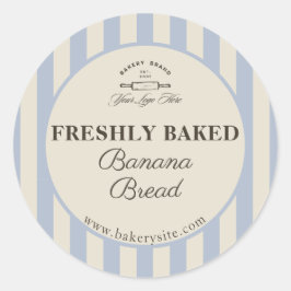 Ouderwetse Franse blauwe gestreepte bakkerij logo Ronde Sticker