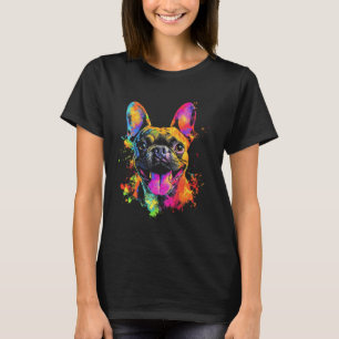 Ouderwetse Franse Bulldog Ontwerp Met Een Hond Op  T-shirt