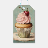 Ouderwetse Franse Roze Cupcake Verjaardag Thee Fee Cadeaulabel (Voorkant)