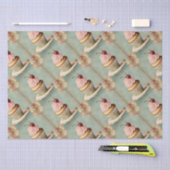 Ouderwetse Franse Roze Cupcake Verjaardags Thee Fe Tissuepapier (Craft)