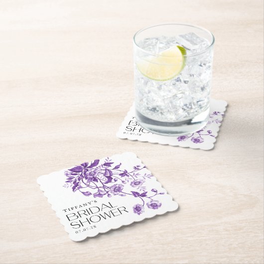 Ouderwetse Franse Toile bloemrijke Bruidsdouche Kartonnen Onderzetters (Insitu)