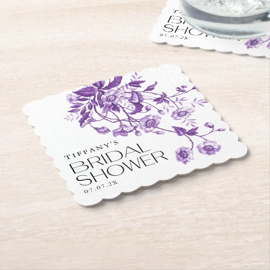 Ouderwetse Franse Toile bloemrijke Bruidsdouche Kartonnen Onderzetters (Gebogen)