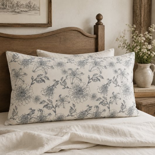 Ouderwetse Franse Toile Botanische Vogel Landelijk Kussensloop