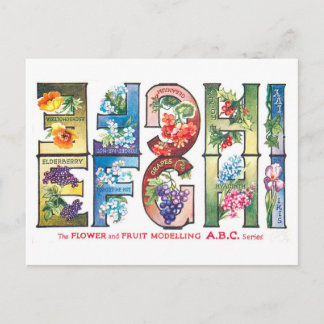Ouderwetse Fruit- en Bloemalphabet E-I Briefkaart