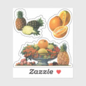 Ouderwetse fruitschaal met ananassen en sinaasappe sticker (Vel)
