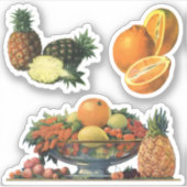 Ouderwetse fruitschaal met ananassen en sinaasappe sticker (Voorkant)