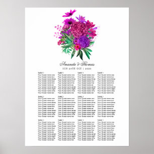 Ouderwetse Fuchsia en Paarse Bloemstuk Zittijd Gra Poster
