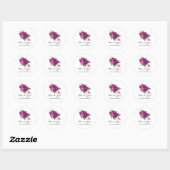 Ouderwetse Fuchsia en Paarse Trouw Ronde Sticker (Vel)