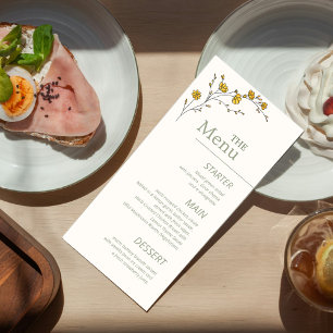 Ouderwetse Gele Bloemen Elegante Groene Rustieke Menu