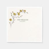 Ouderwetse Gele Bloemen Rustieke Bruiloft Servet (Voorkant)