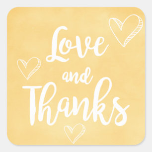 Ouderwetse gele gouden dank je wel harten liefde vierkante sticker
