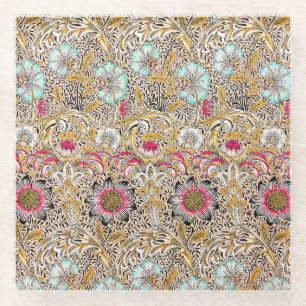 Ouderwetse gele roze William Morris's Corncockle Glazen Onderzetter