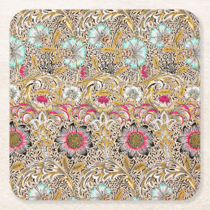 Ouderwetse gele roze William Morris's Corncockle Kartonnen Onderzetters
