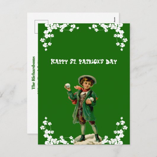 Ouderwetse Gelukkige St. Patrick's Dag Zoon, Klein Feestdagenkaart (Voorkant / Achterkant)
