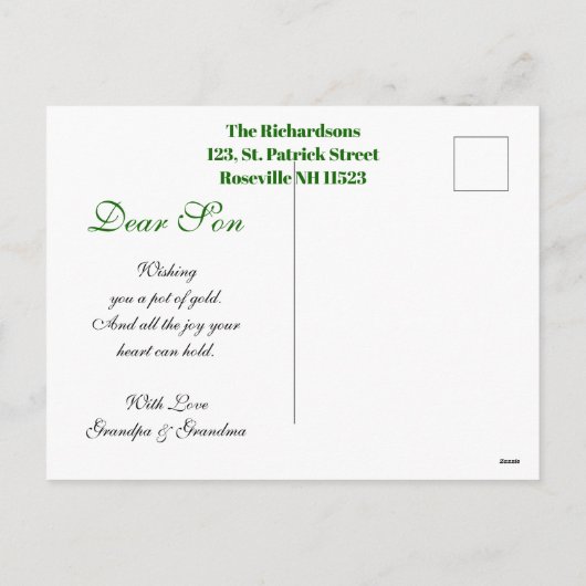 Ouderwetse Gelukkige St. Patrick's Dag Zoon, Klein Feestdagenkaart (Achterkant)