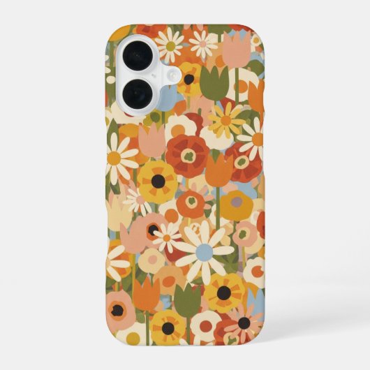 Ouderwetse gemengde bloemcompositie iPhone 16 hoesje (Achterkant)