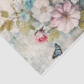 Ouderwetse gemengde media blauwe, roze, witte bloe tissuepapier (Detail)