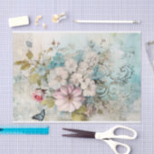 Ouderwetse gemengde media blauwe, roze, witte bloe tissuepapier (Craft)