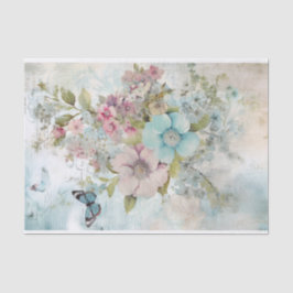 Ouderwetse gemengde media blauwe, roze, witte bloe tissuepapier