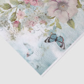 Ouderwetse gemengde media blauwe, roze, witte bloe tissuepapier (Detail)