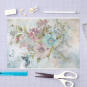 Ouderwetse gemengde media blauwe, roze, witte bloe tissuepapier (Craft)