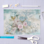 Ouderwetse gemengde media blauwe, roze, witte bloe tissuepapier (Craft)