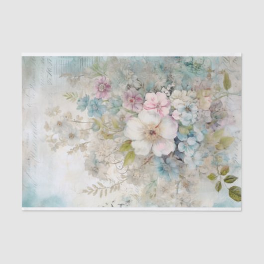 Ouderwetse gemengde techniek blauwe, roze, witte b tissuepapier (Voorkant)